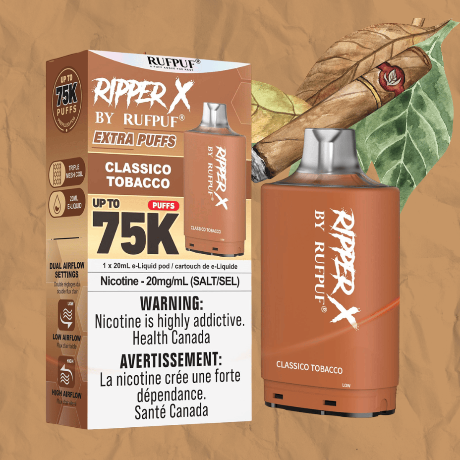 Rufpuf Ripper X 75K Turbo Pod - Classic Tobacco 20mL / 75000 Puffs / 20mg/mL Vape Superstore Yorkton Saskatchewan