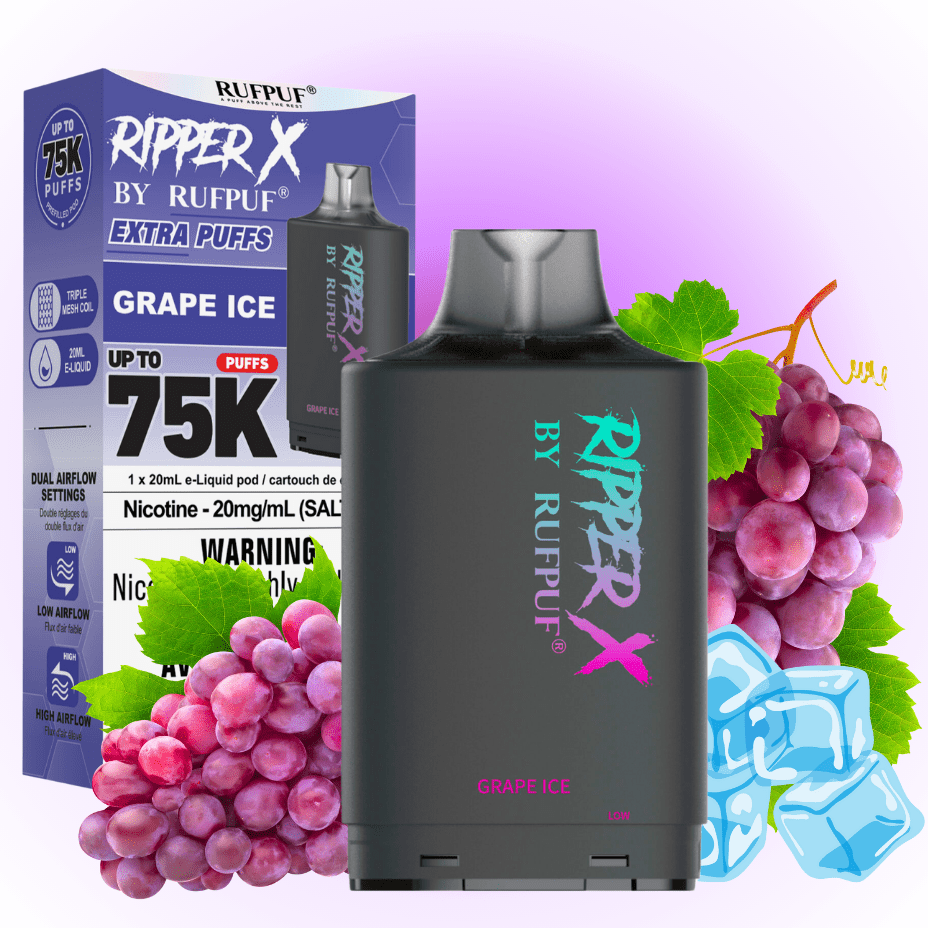 RufPuf Ripper X 75k Turbo Pod - Grape Ice Vape Superstore Yorkton Saskatchewan