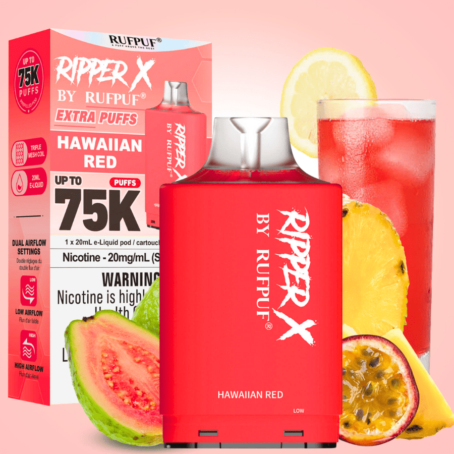 RufPuf Ripper X 75k Turbo Pod - Hawaiian Red Vape Superstore Yorkton Saskatchewan