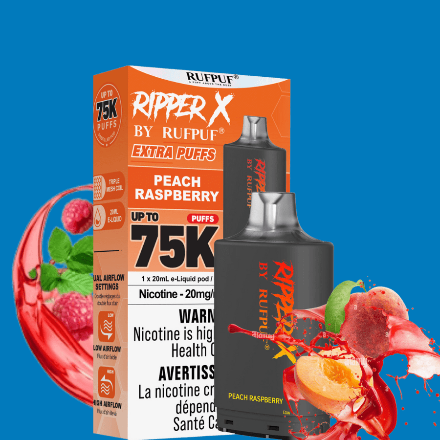 RufPuf Ripper X 75k Turbo Pod - Peach Raspberry Vape Superstore Yorkton Saskatchewan