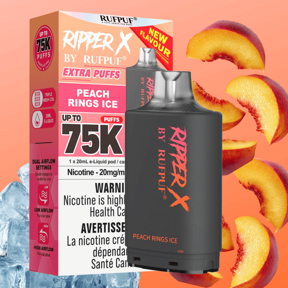 RufPuf Ripper X 75K Turbo Pod - Peach Rings Ice 20mL / 75000 Puffs / 20mg Vape Superstore Yorkton Saskatchewan