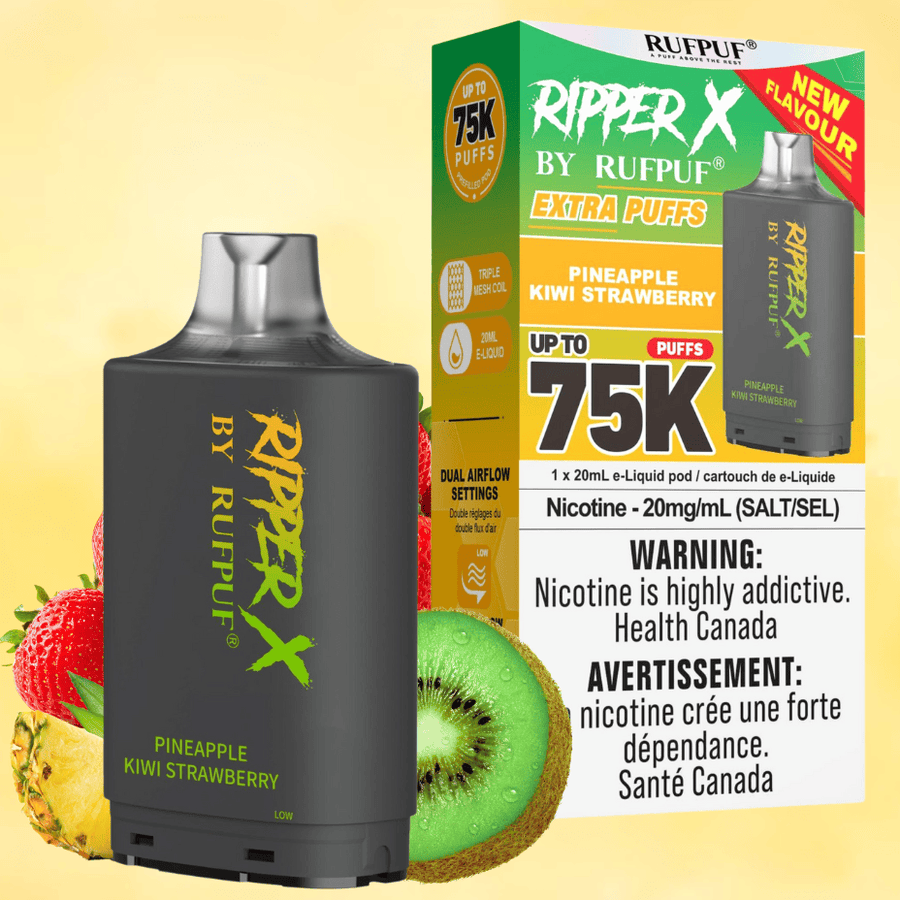 Rufpuf Ripper X 75K Turbo Pod - Pineapple Kiwi Strawberry Ice 20mL / 75000 Puffs / 20mg Vape Superstore Yorkton Saskatchewan