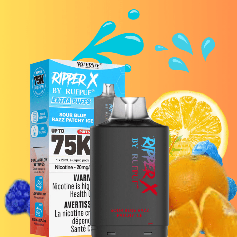 RufPuf Ripper X 75K Turbo Pod-Sour Blue Razz Patchy Ice Vape Superstore Yorkton Saskatchewan
