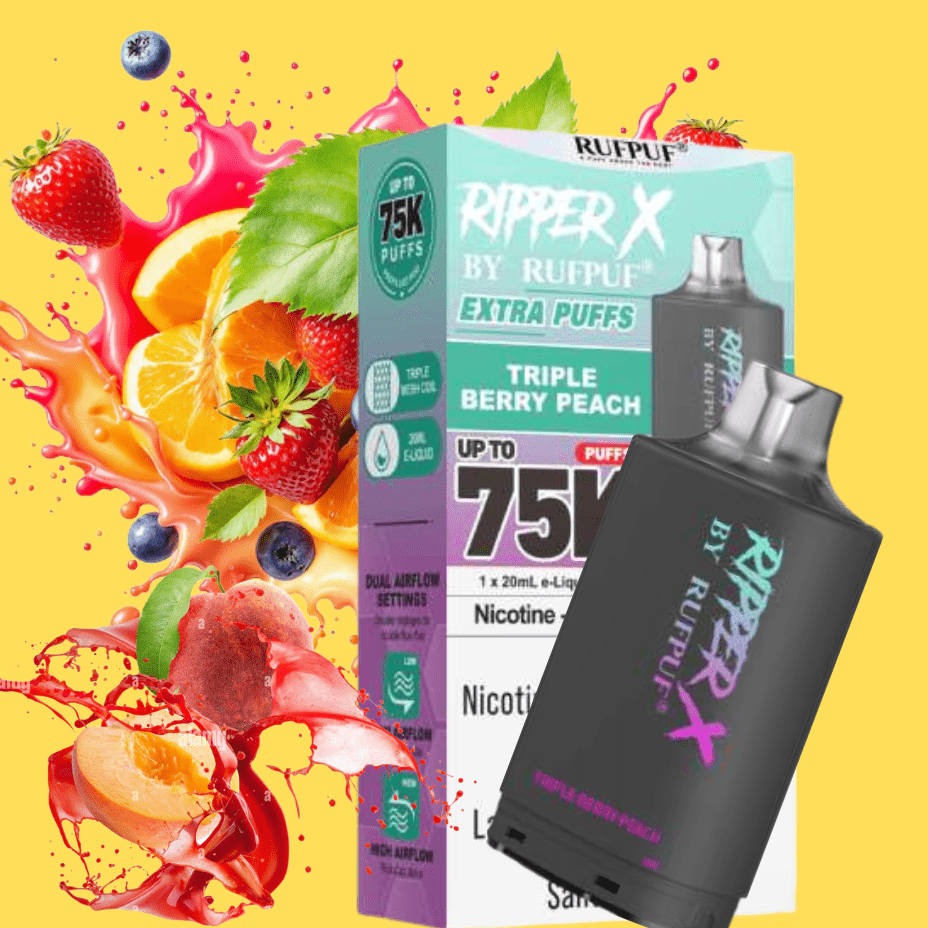 RufPuf Ripper X 75K Turbo Pod-Triple Berry Peach Vape Superstore Yorkton Saskatchewan