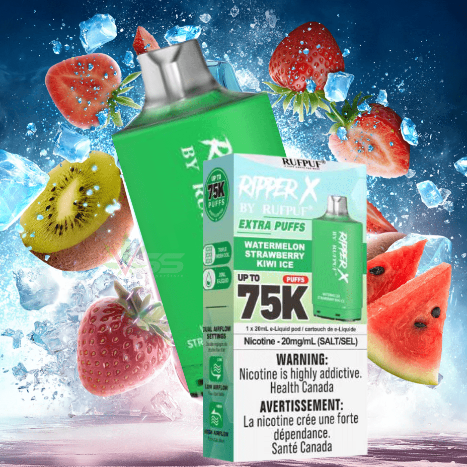 RufPuf Ripper X 75k Turbo Pod - Watermelon Strawberry Kiwi Ice Vape Superstore Yorkton Saskatchewan