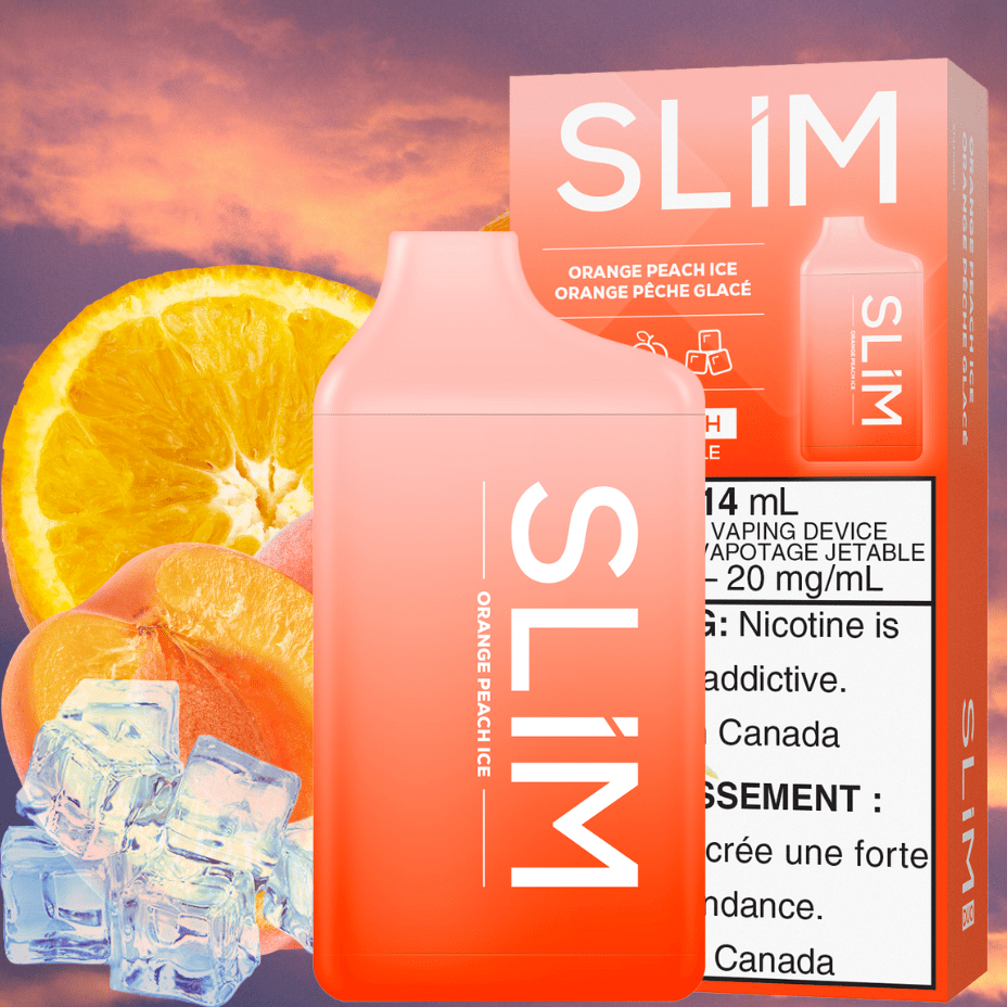 Slim Disposable 14mL / 20mg Slim 7500 Rechargeable Disposable Vape-Orange Peach Ice Slim 7500 Rechargeable Disposable Vape-Orange Peach Ice-Yorkton Vape Superstore