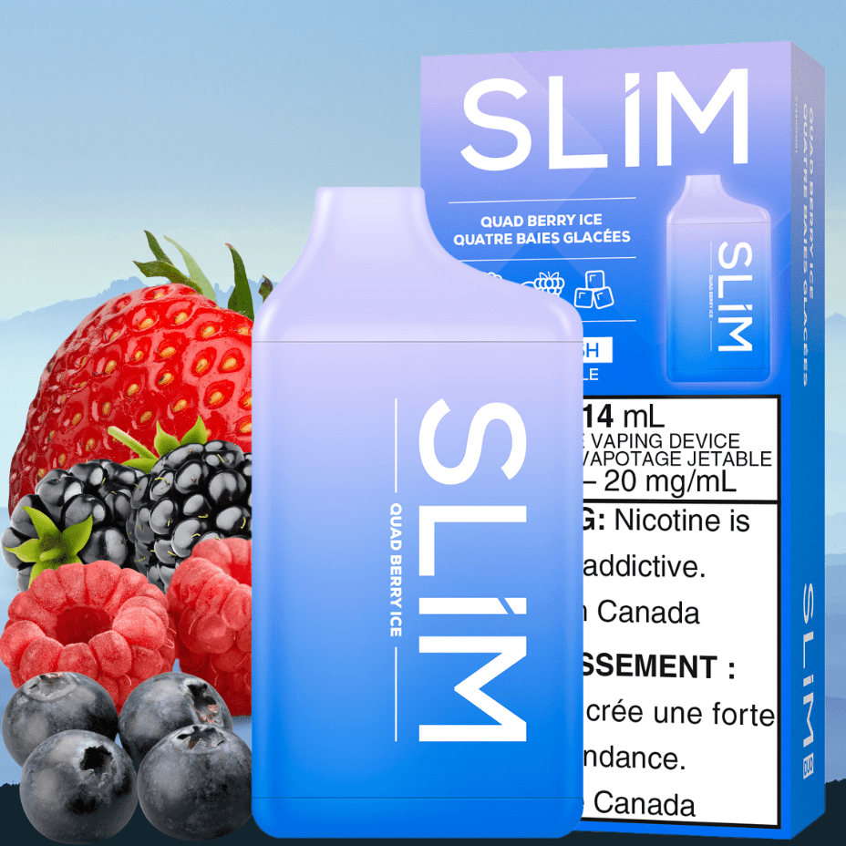 Slim Disposable 14mL / 20mg Slim 7500 Rechargeable Disposable Vape-Quad Berry Ice Slim 7500 Rechargeable Disposable Vape-Quad Berry Ice-Yorkton Vape SuperStore
