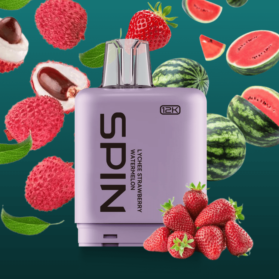 Spin Fizz X Closed Pod System 12000 Puffs / 20mg Spin Fizz X Pod 12000 - Lychee Strawberry Watermelon Spin Fizz X Pod 12000 - Lychee Strawberry Watermelon in  Saskatchewan at Yorkton Vape SuperStore.