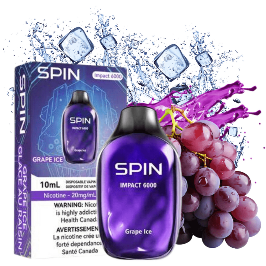 Spin Vape Disposables 20mg / 6000 Puffs SPIN Impact 6000 Disposable Vape-Grape Ice SPIN Impact 6000 Disposable Vape-Grape Ice-Yorkton Vape SuperStore