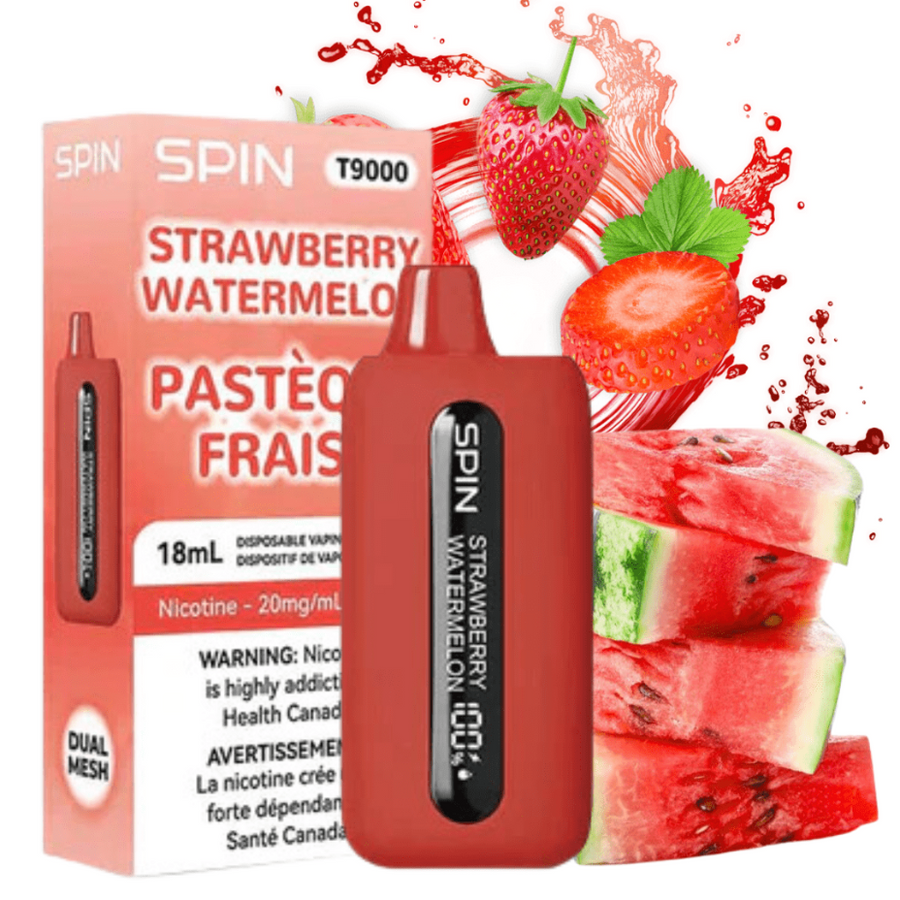 Spin Vape Disposables 20mg / 9000 Puffs Spin T9000 Disposable Vape-Strawberry Watermelon Spin T9000 Disposable Vape-Strawberry Watermelon-Yorkton Vape SuperStore, SK