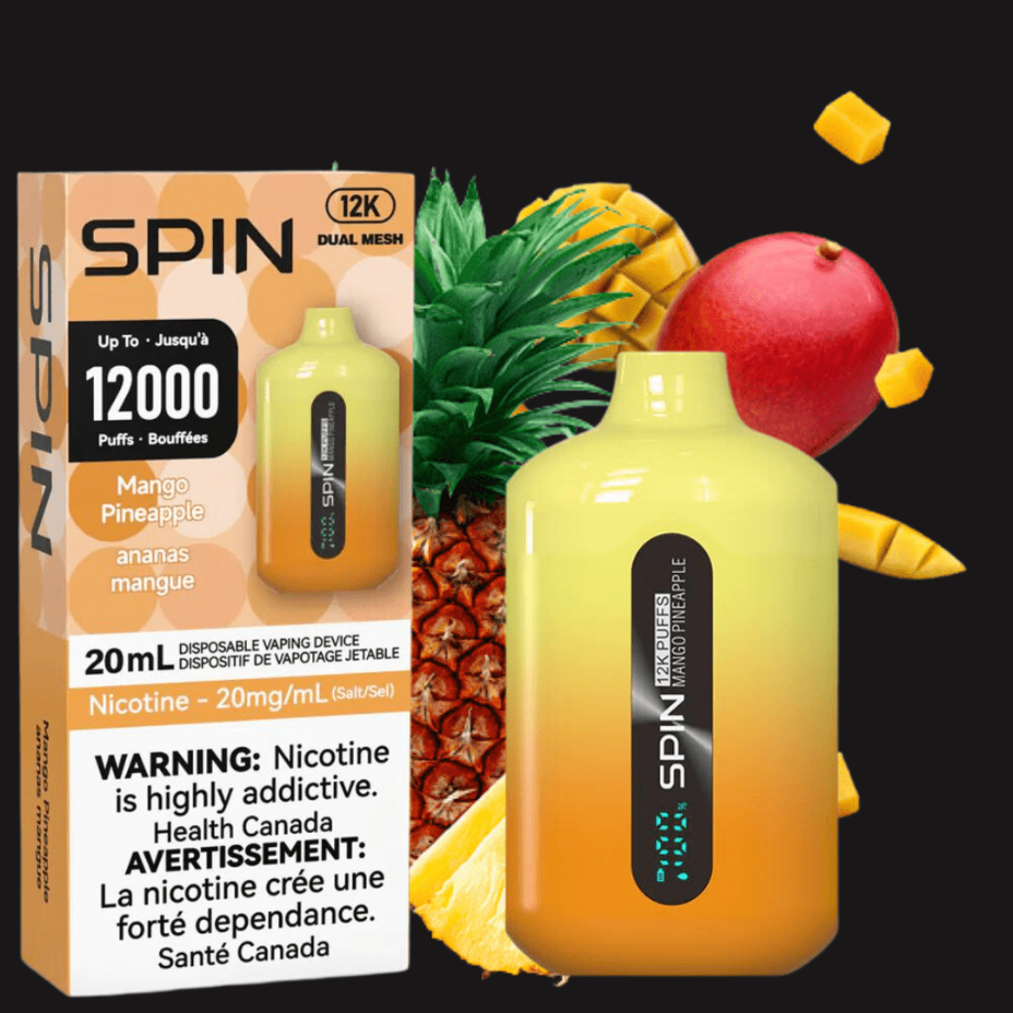 Spin Vape Disposables 20mg Spin Vape 12,000 Disposable Vape-Mango Pineapple Spin Vape 12,000 Disposable Vape-Mango Pineapple-Yorkton Vape SuperStore