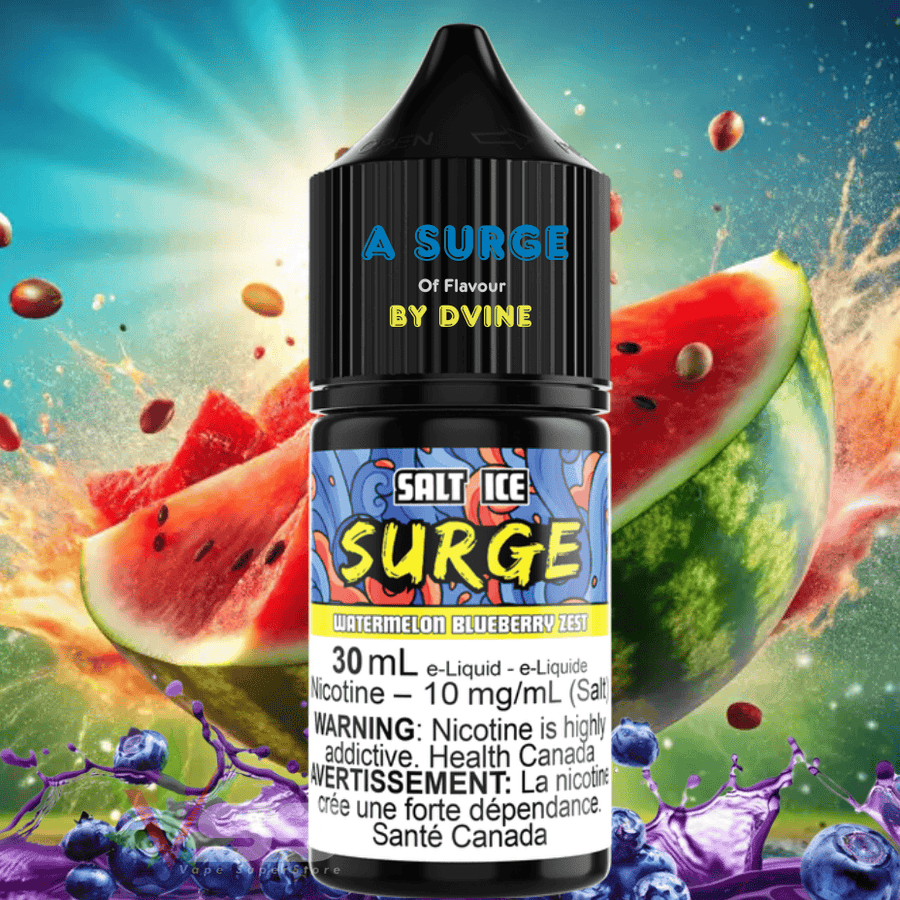 Surge E-Liquid-Watermelon Blueberry Zest Salt 30ml 10mg Vape Superstore Yorkton Saskatchewan