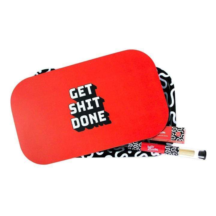 Ugly House 420 accessories 10"x6" / Get Shit Done Ugly House Rolling Tray Bundle w/magnetic lid Ugly House Rolling Tray Bundle w/magnetic lid-Yorkton Vape SuperStore