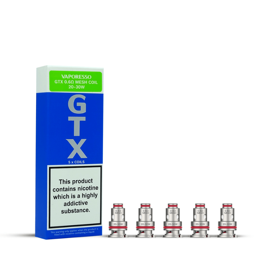 Vaporesso Replacement Coils 5/pkg / Meshed 0.6 ohm Vaporesso GTX Coils Vaporesso GTX Coils - Yorkton Vape SuperStore & Bong Shop SK, Canada